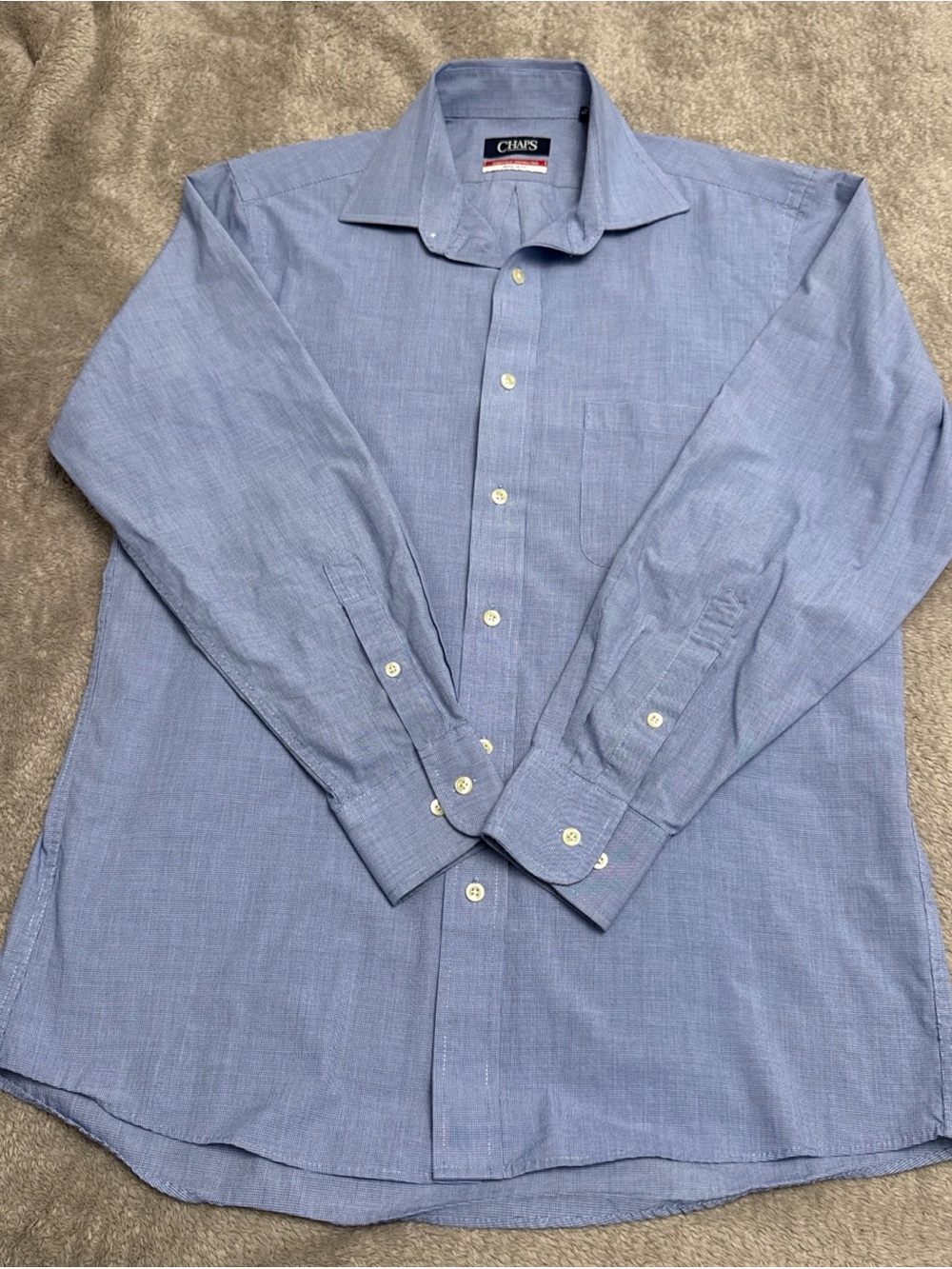 Chaps Men's Light Blue Long-Sleeve Dress Shirt, M